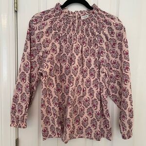 J. Crew Blouse with Pink and Purple Floral Pattern